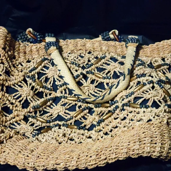 Blue and cream woven purse - Picture 1 of 2